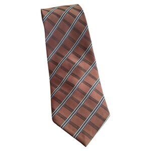Vianali men's 100% Seta Brown‎ with stripes silk tie